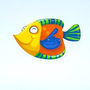 Fishy Smile Tropical Ocean Water Fish Cartoon Style Single Decor Sticker